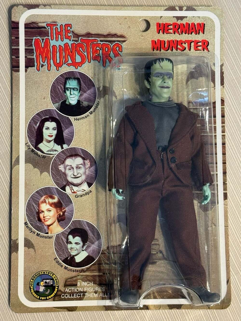 Classic TV Toys The Munsters Herman Munster 8-Inch Action Figure on Card